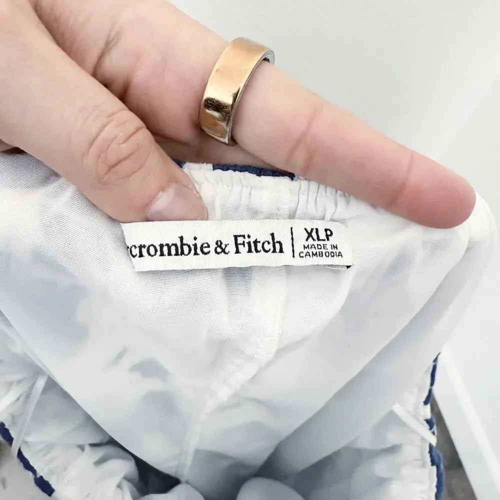 [Abercrombie & Fitch] Blue Crinkle Cutout High Neck Maxi Dress Pockets Size XLP